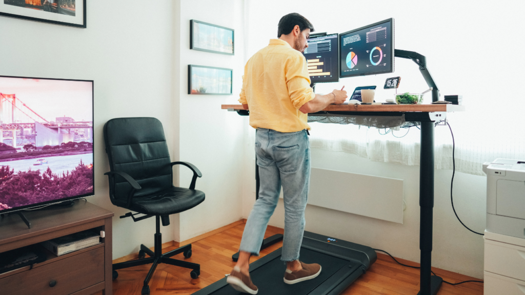 Professional demonstrating how to incorporate movement into a busy workday for effective weight loss.